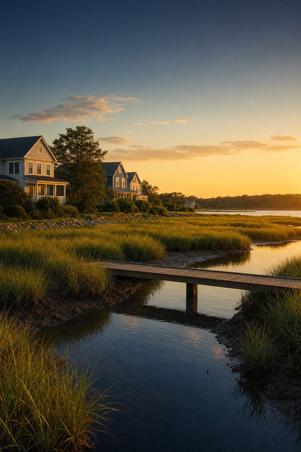 Coastal New Jersey salt marsh at sunset
